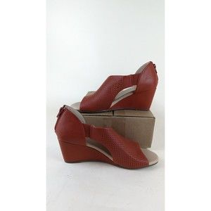 Journee Collection Aretha Sandals D'Orsay Wedge Womens 10 M Rust Brown Shoes NWT